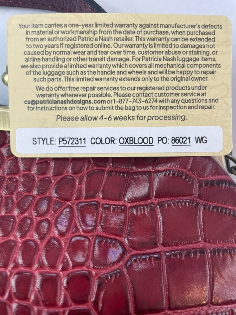 Patricia Nash Red Oxblood Leather Crocodile Frame Bag Chain Strap #P572311 NWT - Picture 6 of 12